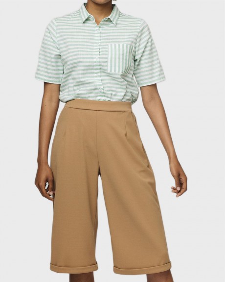 BROWN CULOTTE TROUSERS WITH TURNOVER HEM ΤΗΣ COMPANIA FANTASTICA - SS19ΗΑΝ107