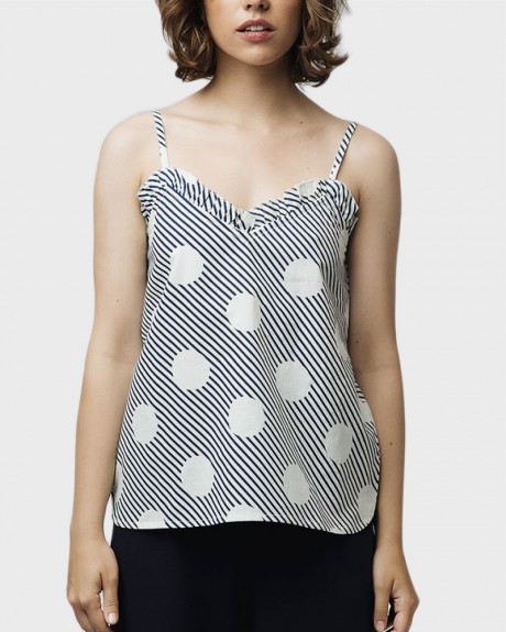 COTTON TOP WITH STRIPES AND POLKA DOTS ΤΗΣ COMPANIA FANTASTICA - SS19PIC15