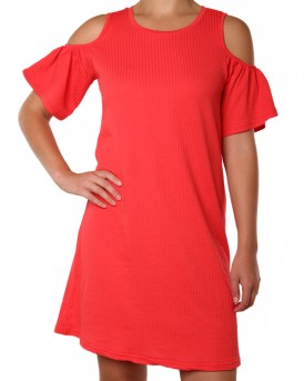 Κοντομάνικο Striped off shoulder φόρεμα της VERO MODA - 10176437 - ΦΟΥΞΙΑ