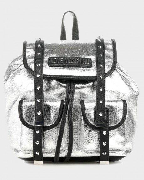 TΣΑΝΤΑ COATED COTTON METALLIC SILVER BACKPACK ΤΗΣ LOVE MOSCHINO - JC4078PP1ALL1