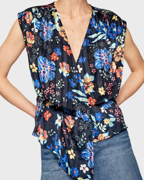 AMAIA FLOWER PRINT BLOUSE WITH FRILLS ΤΗΣ PEPE JEANS - PL303659 AMAIA