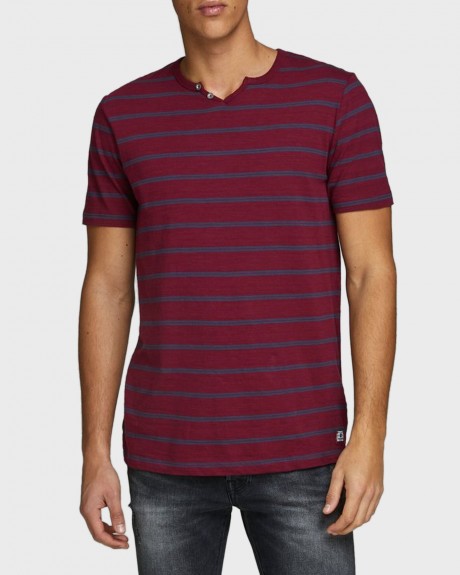 Jack & Jones T-Shirt Striped Split Neck - 12165239