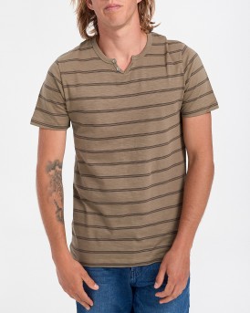 Jack & Jones T-Shirt Striped Split Neck - 12165239 - ΛΑΔΙ