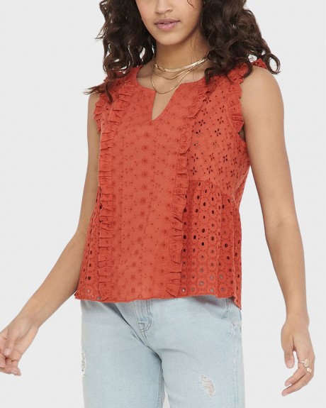 ONLY EMBROIDERY ANGLAISE SLEEVELESS TOP - 15201523