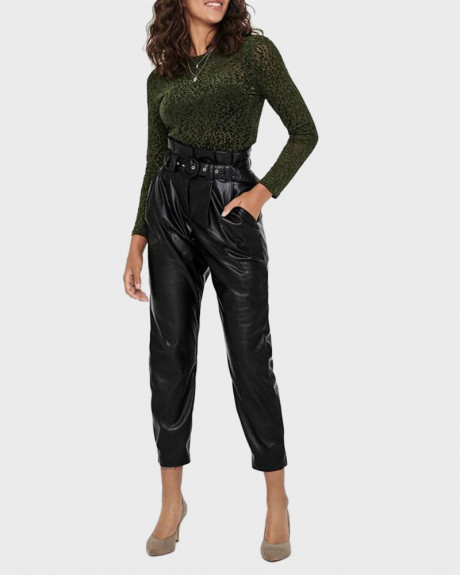 ONLY ΠΑΝΤΕΛOΝΙ FAUX LEATHER PAPERBAG TROUSERS - 15208507