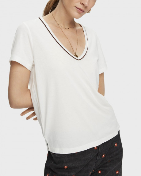Scotch & Soda T-shirt Short sleeve metallic V-neck - 159256