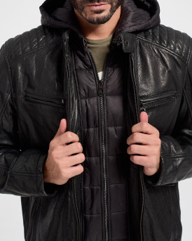 Milestone Clint Leather Jacket - 301089 20195 CLINT - ΜΑΥΡΟ