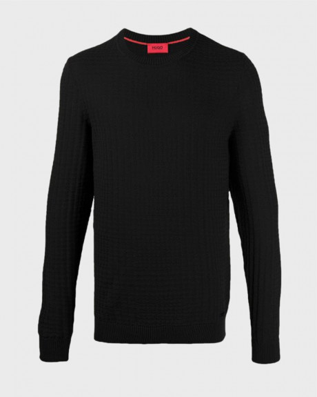 HUGO ΠΛΕΚΤΟ Textured Knit Crew Neck Jumper - 50435590 SREVER