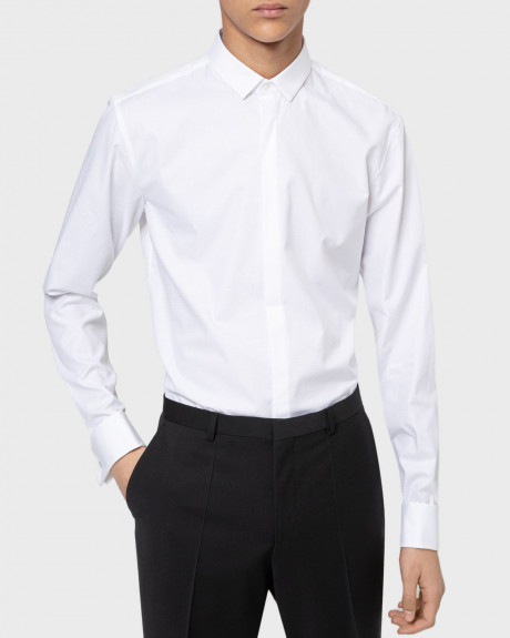 HUGO Extra-slim-fit evening shirt in structured cotton - 50450013 EJINAR