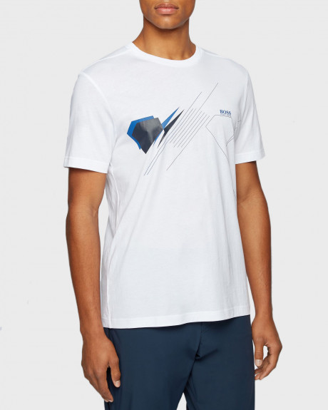 BOSS Cotton regular-fit T-shirt with geometric artwork - 50447955 TEE4