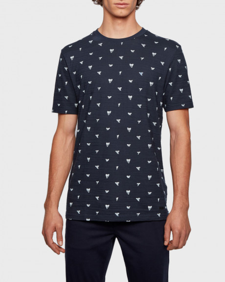 BOSS Slub-cotton T-shirt with shark-tooth motif - 50448161 ΤEPRINT