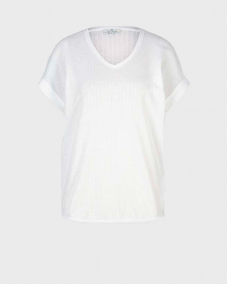 TOM TAILOR Textured t-shirt with a V-neckline - 1025274