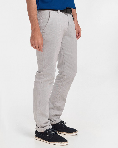 TOM TAILOR Textured chinos with a belt - 1020451