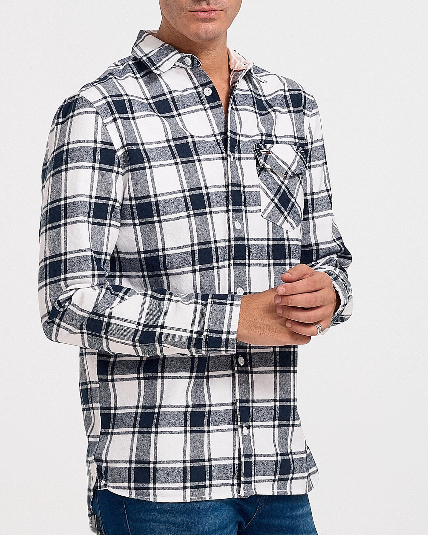 TOMMY JEANS Flannel Plaid Shirt - DM0DM11322 - sagiakos-stores.gr
