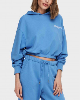 ONLY CHEST PRINT WOMEN'S HOODIE - 15239888 - BLUE