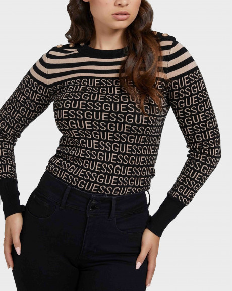 Guess Blouse with Logo All Over - W1ΒR55Z1091
