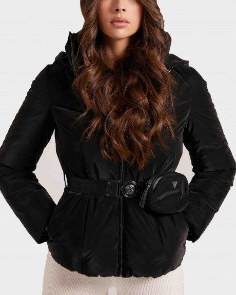 Guess Belted Padded Jacket with Hood Γυναικείο Μπουφάν - W1BL13WE4D2