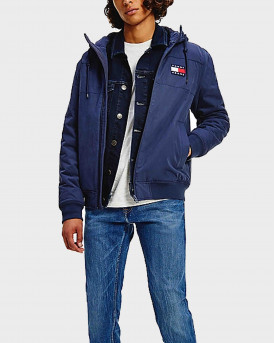 Tommy Jeans Badge Fleece-Lined Shell Men's Jacket Ανδρικό Μπουφάν - DM0DM11177 - ΜΠΛΕ