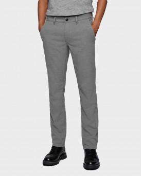 Boss Slim-Fit Trousers In Brushed Stretch Flannel - 50458132 - DARK GREY