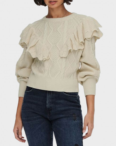 ONLY FRILL KNITTED WOMEN'S PULLOVER - 15236497