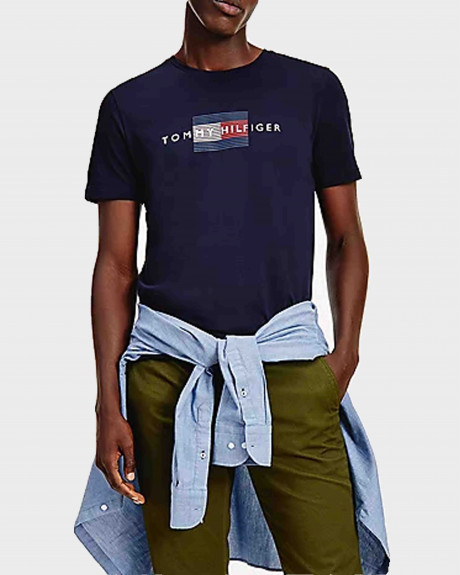 Tommy Hilfiger Lines Logo Organic Cotton T-Shirt Ανδρική Μπλούζα - MW0ΜW20164
