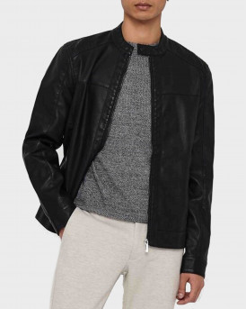 Only & Sons Leather Look Ανδρικό Jacket - 22012339 - ΜΑΥΡΟ