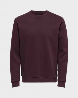 Only & Sons Solid Colored Sweatshirt Ανδρική Μπλούζα - 22018683 - ΜΠΟΡΝΤΩ