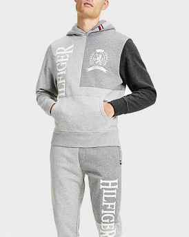 Tommy Hilfiger Icons Crest Colour-Blocked Relaxed Fit Hoody - MW0MW22139 - GREY