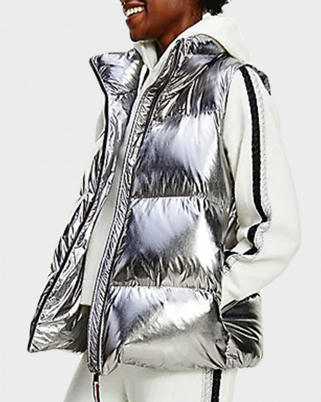 TOMMY HILFIGER GLOSS FOIL DOWN PUFFER WOMEN'S VEST - WW0WW33073