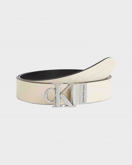 CALVIN KLEIN LEATHER BELT WITH 2 SIDES AND MONOGRAM CK - Κ60K609322