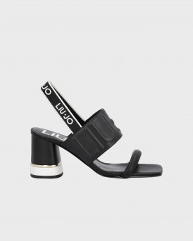 LIU-JO ΓΥΝΑΙΚΕΙΟ ΣΑΝΔΑΛΙ Heeled sandals with maxi logo - SA2201  - ΜΑΥΡΟ