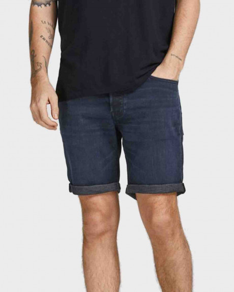JACK & JONES RICK ICON GE 986 INDIGO KNIT DENIM SHORTS - 12201637
