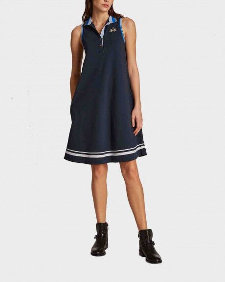 La Martina Women's Short-sleeved Stretch Regular-fit Stretch Cotton Dress - TWD600