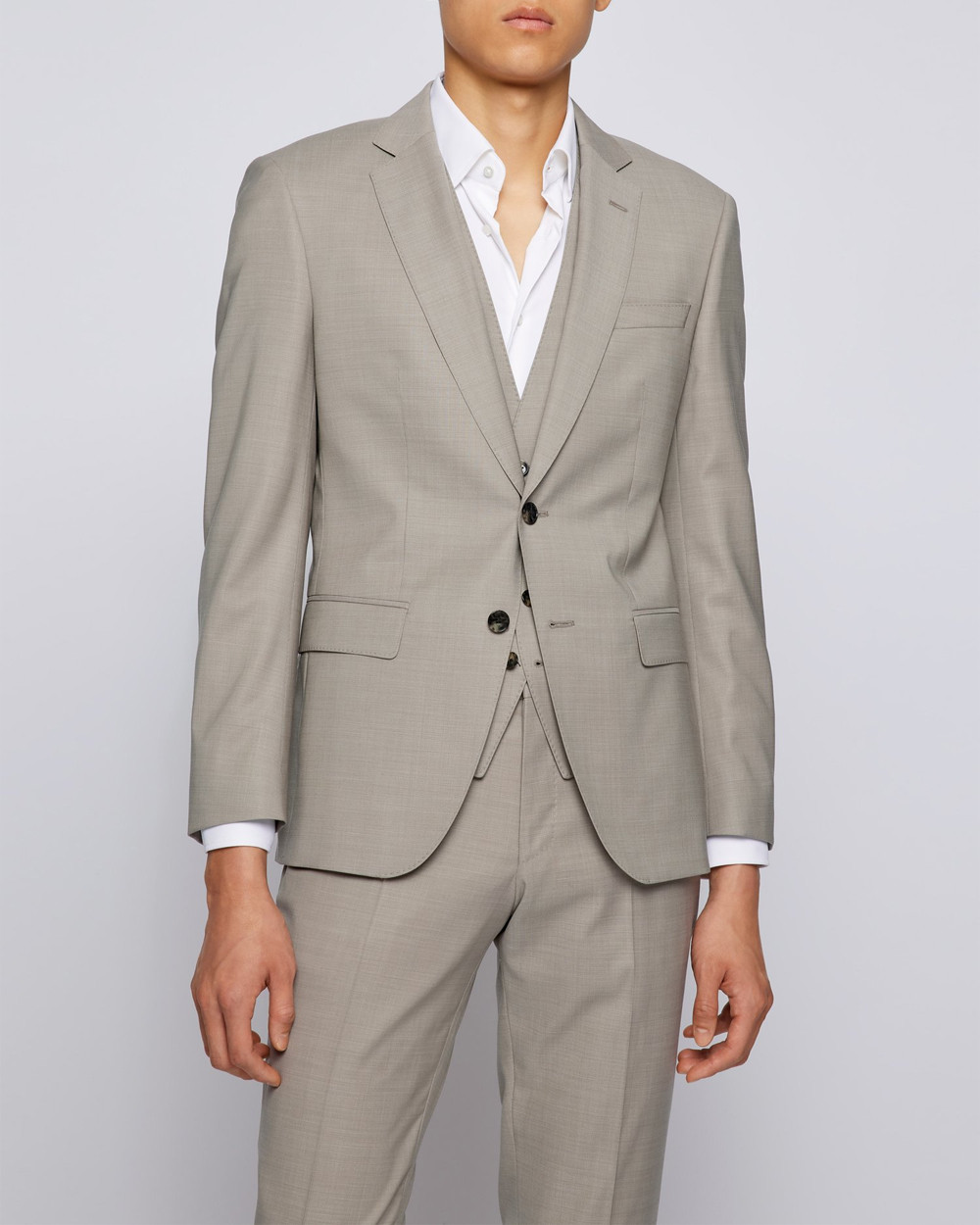Three-piece slim-fit suit in virgin wool