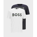 BOSS TWO-PACK OF COTTON T-SHIRTS WITH LOGO ARTWORK - 50466278 DOUBLE - ΑΣΠΡΟ ΜΠΛΕ