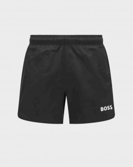 BOSS RECYCLED-MATERIAL SWIM SHORTS WITH CONTRAST LOG - 50469331 VALANA - ΜΑΥΡΟ