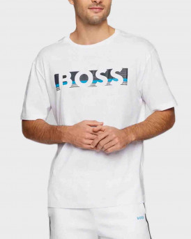 BOSS RELAXED-FIT T-SHIRT IN COTTON WITH COLOUR-BLOCK LOGO - 50466295 ΤΕΕ - ΑΣΠΡΟ
