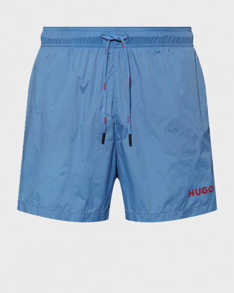HUGO ΑΝΔΡΙΚΟ ΜΑΓΙΟ QUICK-DRYING RECYCLED-MATERIAL SWIM SHORTS WITH CONTRAST LOGO - 50469304