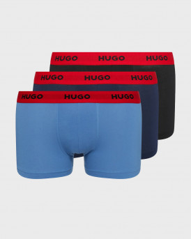 HUGO ΑΝΔΡΙΚΟ BOXER THREE-PACK OF LOGO-WAISTBAND TRUNKS IN STRETCH COTTON - 50469766 - MΑΥΡΟ
