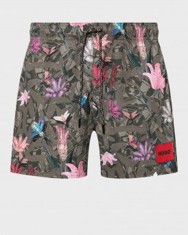 HUGO ΜΑΓΙΟ PRINTED SWIM SHORTS IN QUICK-DRYING RECYCLED MATERIAL - 50469313 - ΧΑΚΙ