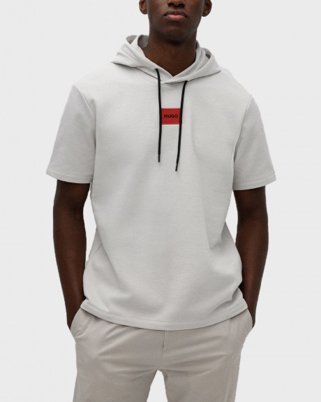 HUGO SHORT-SLEEVED COTTON-TERRY SWEATSHIRT WITH RED LOGO LABEL - 50471340