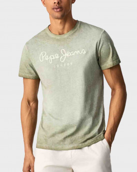 PEPE JEANS WEST SIR NEW N WORN OUT T-SHIRT WITH LOGO - PM508275 - ΠΡΑΣΙΝΟ