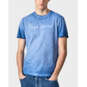 PEPE JEANS WEST SIR NEW N WORN OUT T-SHIRT WITH LOGO - PM508275 - ΓΚΡΙ