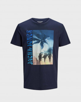 JACK AND JONES MEN'S T-SHIRT - 12207347 - ΜΠΛΕ