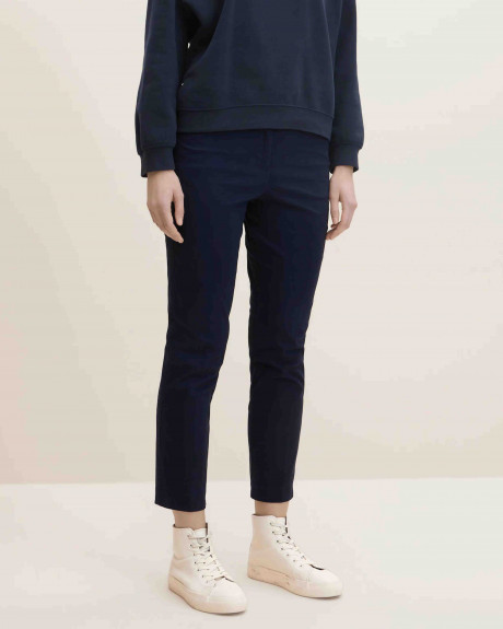 TOM TAILOR MIA SLIM - Chino-püksid - Delicate Navy Check Design To221a0ld K12