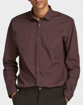 JACK & JONES POPLIN STRETCH ΑΝΔΡΙΚΟ ΠΟΥΚΑΜΙΣΟ - 12192608 - ΜΠΟΡΝΤΩ