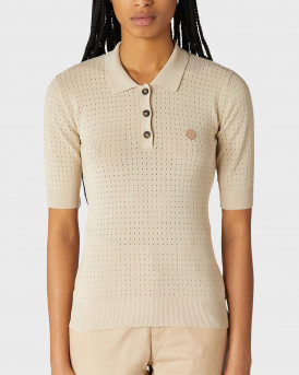 Trussardi Short-sleeved Mcro-openwork Polo-shirt - 56M00475 0F000727 - ΜΠΕΖ