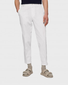 BOSS TAPERED-FIT TROUSERS IN MICRO-PATTERNED STRETCH COTTON PERIN- 50473549 - ΑΣΠΡΟ