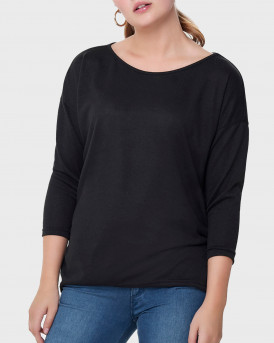 ONLY LOOSE LONG SLEEVED TOP - 15124402 - ΜΑΥΡΟ