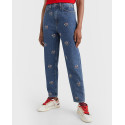 TOMMY HILFIGER ΓΥΝΑΙΚΕΙΟ ΠΑΝΤΕΛΟΝΙ ΤΖΗΝ MOM ULTRA HIGH RISE TAPERED EMBROIDERED JEANS - DW0DW14084 - ΜΠΛΕ